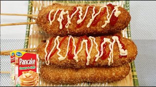 EASY CORN DOG RECIPE USING PANCAKE MIX  HOW TO MAKE CORN DOG USING PANCAKE MIX [upl. by Ahseirej]