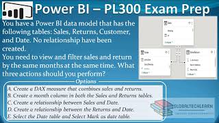 PL 300  Q49  Power BI Sales amp Sales Return in Same Month [upl. by Ahsimik996]