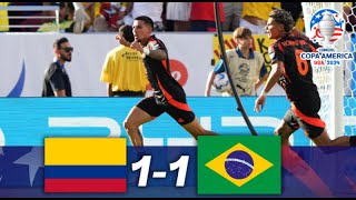 COLOMBIA vs BRASIL  1  1   Goles y Resumen del partido  COPA AMERICA 2024 [upl. by Adnylam620]