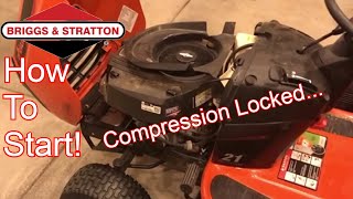 Start Compression Locked Briggs amp Stratton Engine [upl. by Yanehc744]