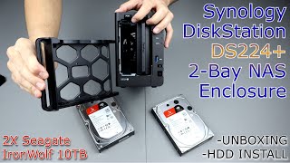 Synology DiskStation DS224 2Bay NAS Enclosure Unboxing amp 2X Seagate IronWolf 10TB HDD Install  4K [upl. by Sholeen836]