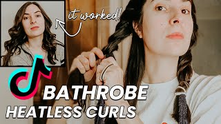 I Tried the Heatless Bathrobe Belt Curls from TikTok amp Im Shocked [upl. by Hsivat]