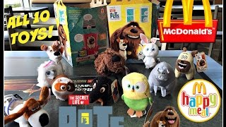 THE SECRET LIFE OF PETS Movie MCDONALDS Happy Meal Toys All 10 July 2016 [upl. by Bridwell]