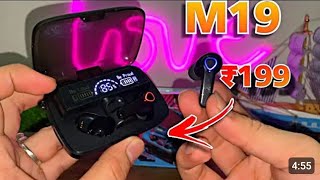 M19 Digital Indicater TWS Airpods Unboxing And Review in Hindi ⚡️Wireless Headphones [upl. by Highams886]