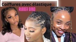 Coiffures simples avec élastique sur cheveux crépus  Rubber band on natural hair 🔆 [upl. by Nallac8]