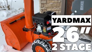 YARDMAX YB6770 26quot TwoStage Snow Blower Setup and Review [upl. by Rosy]