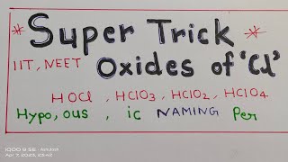 All about Oxoacids of Cl  Naming Trick structure IIT JEE NEET and AIIMS IITianThinking [upl. by Gora232]