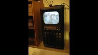 Giants Redskins football game ending on vintage BampW TV Admiral [upl. by Attennaj74]