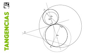 Circunferencias Tangentes a otras 2 Interiores con Punto de Tangencia en una  Tangencias Potencia [upl. by Lavoie]