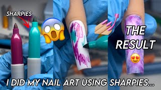 I DID MY NAIL ART USING SHARPIES😱💅🏼 FAIL ASMR [upl. by Doley]