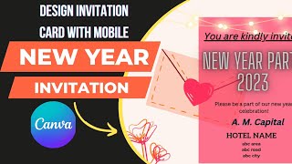 New year party invitation card  design invitation card with mobile [upl. by Lothario858]