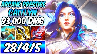 CLEAN ARCANE PRESTIGE CAITLYN 93K DMG FULL CRIT S GAMEPLAY ADC Build amp Runes S14 League of Legends [upl. by Ecitnerp454]