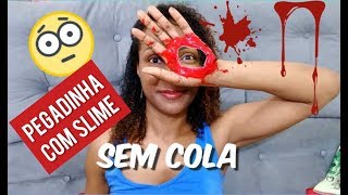 FUREI A MÃO PEGADINHA COM SLIME CASEIRA SEM COLA  MUITO FÁCIL [upl. by Adiaj621]