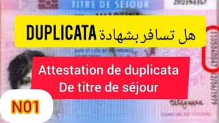 attestation de duplicata de titres séjour [upl. by Natividad831]