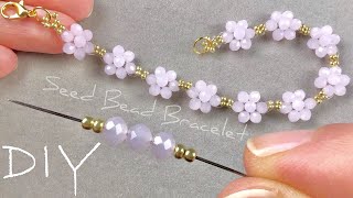 Daisy Beaded Bracelet Tutorial How to Make Seed Bead Flower Bracelets [upl. by Cho]