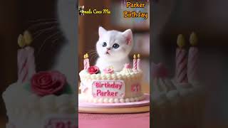 PARKER BIRTHDAY  HAPPY BIRTHDAY SONG WITH NAMES  Adorable Cute Cat 😺 happybirthday cake [upl. by Llewkcor]