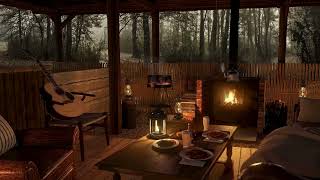 Rainy Evening Cozy Outside Fireplace For Deep Sleep [upl. by Anitnerolf]