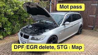 BMW 330d Full DPF downpipe delete  EGR delete swirl flap deletestage 1 map can you pass an mot [upl. by Leahcimnhoj90]