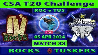 Rocks vs Tuskers  ROC vs TUS  33rd Match of CSA T20 Challenge 2024  Cricket Info Live [upl. by Hairym]