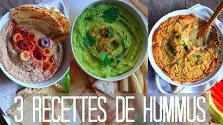 HUMMUS  3 Recettes Sans Huile amp Vegan [upl. by Nhar201]