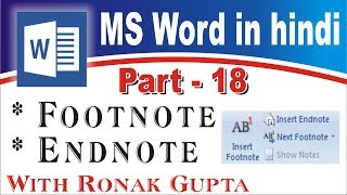 How to use of Footnote and Endnote tools in MS word  Part  18   By Ronak Gupta [upl. by Nollad]