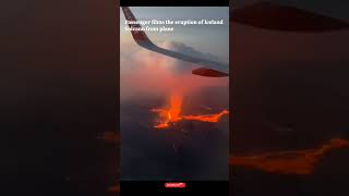 Passenger films the eruption of Iceland Volcano from plane [upl. by Janeen790]