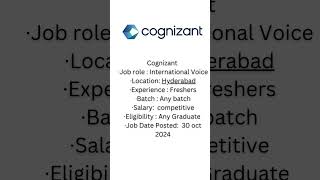 Cognizant International Voice  OFF CAMPUS  Top companies hiring [upl. by Rehpretsirhc]