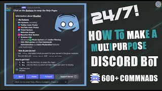 How to Make a Multipurpose Discord Bot 247  2024 Without Coding  allinonebot coding  PHVDEV [upl. by Seely]