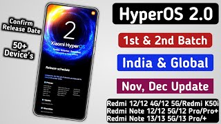 HyperOS 20 1st amp 2nd Batch NovDec Update New List Release50 india amp Global Update Release date [upl. by Wanfried]