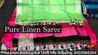 Latest Pure Linen Saree With Price  Linen Saree Manufacture  Wholesale Price [upl. by Latton]