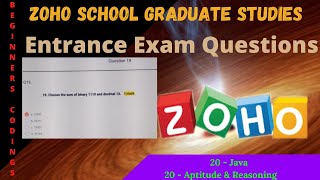 Zoho School Graduate Studies Entrance Exam Questions  Beginners Codings [upl. by Fay]