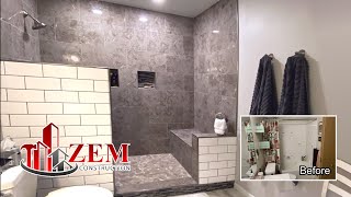 Large Walk In Tile Shower  Bathtub Conversion  Full Bathroom Remodel  Time Lapse [upl. by Lienaj450]