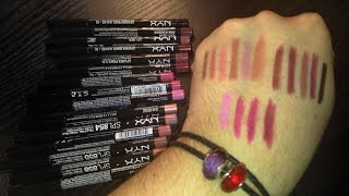 NYX Lip Pencil Swatches [upl. by Emelyne]