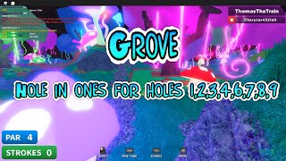 Roblox Super Golf Grove  Hole in ones for holes 12346789 [upl. by Nytram]