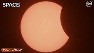 2024 solar eclipse begins over Mexico  See the first views [upl. by Nolur]