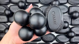 COLORFUL OF BLACK★GUESS THE COLOR★Clay cracking★Soap boxes with foam★Soap cubes ★ ASMR video [upl. by Polky]