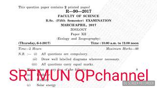 ZOOLOGY Paper XIIEcology amp zoogeography BSc TY 5th Sem March April 2017 [upl. by Naor]