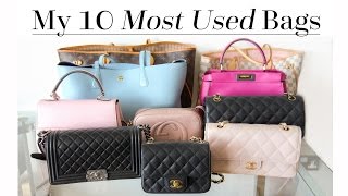 Top 10 Most Used Bags ft Chanel LV Tory Burch Gucci etc [upl. by Irami851]