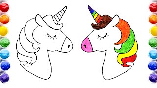 How to Draw Cute Unicorn  Easy Unicorn Drawing and Coloring easydrawing [upl. by Assenna]