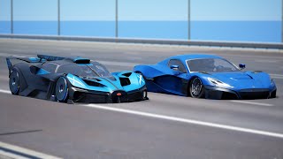 1000KMH Bugatti Bolide vs Rimac Nevera  DRAG amp TRACK RACE [upl. by Sarchet]