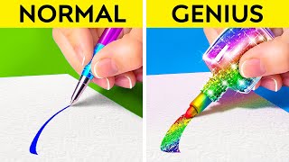 MINDBLOWING ART CHALLENGE School Tricks and Hilarious Ideas from 123GO GOLD [upl. by Blaire230]