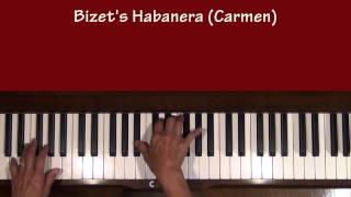 Bizet Carmen Habanera Piano Tutorial SLOW [upl. by Ludie]