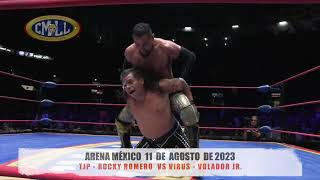 CMLL  TJP  ROCKY ROMERO VS VIRUS  VOLADOR JR ARENA MÉXICO 110823 [upl. by Ahsino]