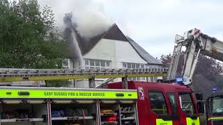 East Sussex Fire and Rescue Service Firefighters at the scene of a serious house fire in Lewes [upl. by Ennaxor]