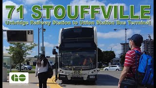 71 Stouffville  GO Transit 2018 ADL Enviro500 8418 Uxbridge Railway Station to Union Stn Terminal [upl. by Adnarem]