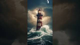 Lighthouse Survives Storm on Coral Island lighthouse storm thunderstorm oceanwaves hardrain [upl. by Nueoras]