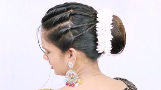 Wow Hairstyle for Wedding Night  Juda Bun Hairstyle for Saree  Very Easy Hairstyle [upl. by Joya431]