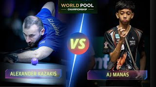 ALEXANDER KAZAKIS VS AJ MANAS  2024 WORLD POOL CHAMPIONSHIP billiards 9ballpool highlights [upl. by Pope]