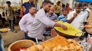 Breakfast Rush in Nagpur  Speedy Guy serving Poha to Crowd  Indian Street Food [upl. by Trainor]