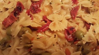 BOW TIE PASTA WITH SUN DRIED TOMATOES amp OLIVES MAKES ITS OWN SAUCE [upl. by Reina]